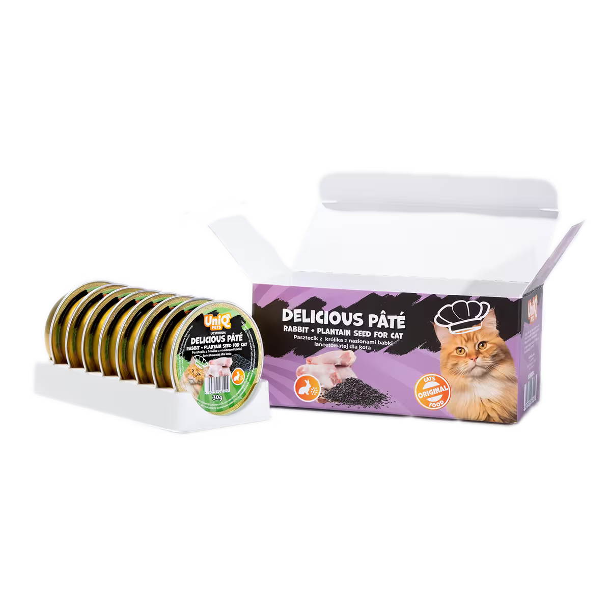 UniQ vlažna hrana za mačke, 30g×8kom, pašteta sa zečetinom i semenom bokvice