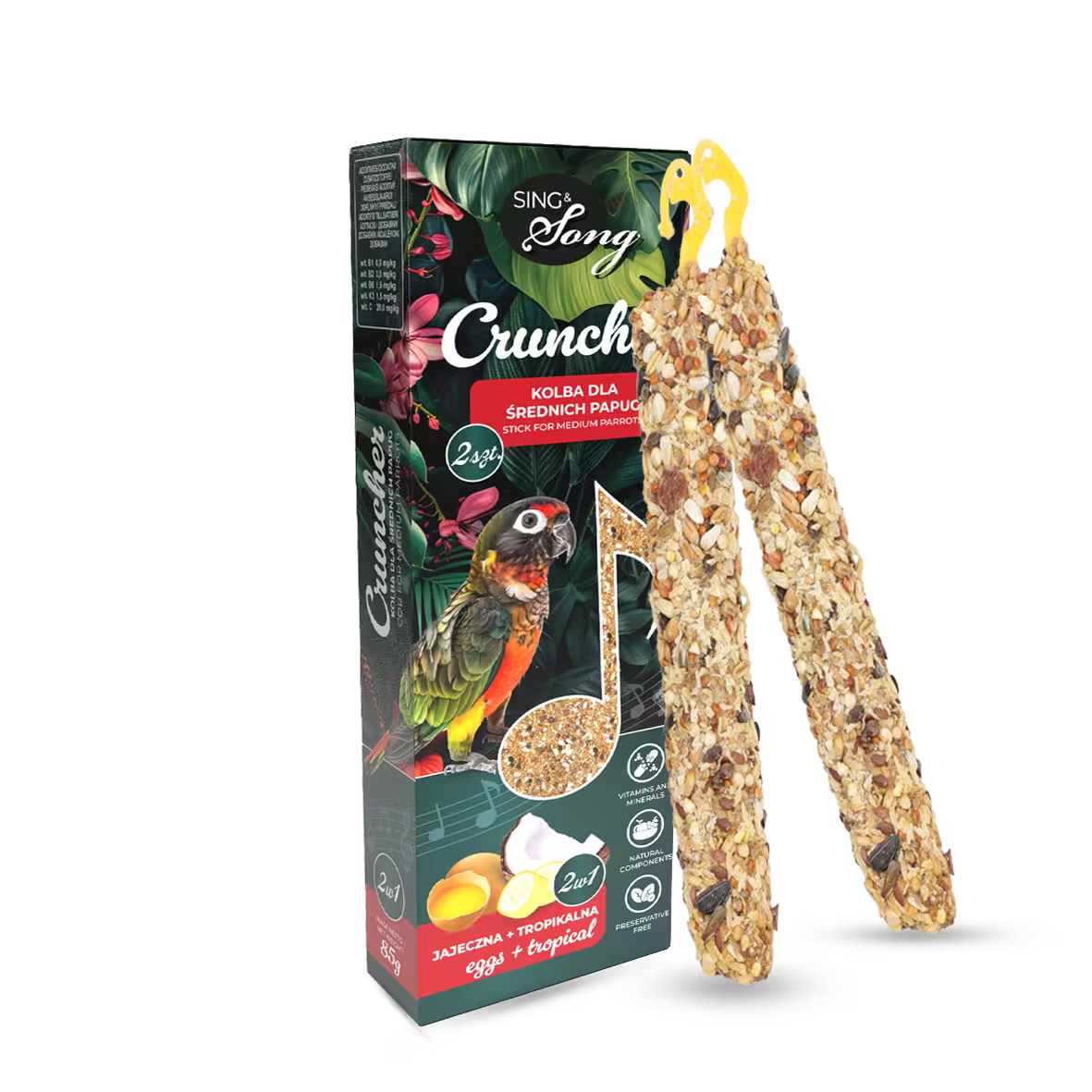 SING & SONG hrskavac za papagaje srednje veličine, 85g, 2u1 jaje + tropsko voće