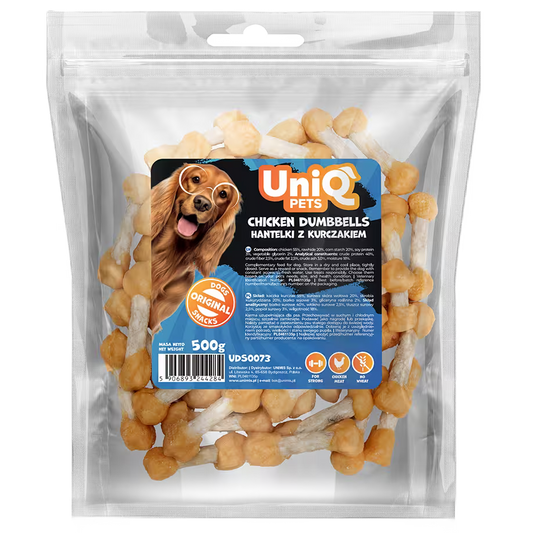 UniQ poslastice za psa, 500g, tegići od piletine