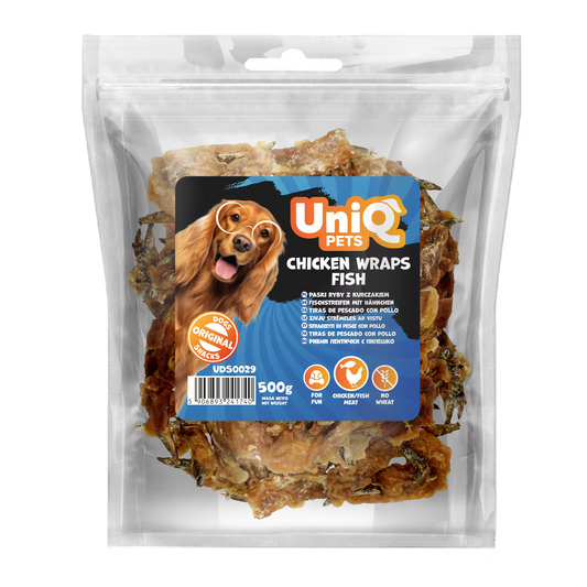 UniQ poslastice za psa, 500g, piletina obmotana sa ribom