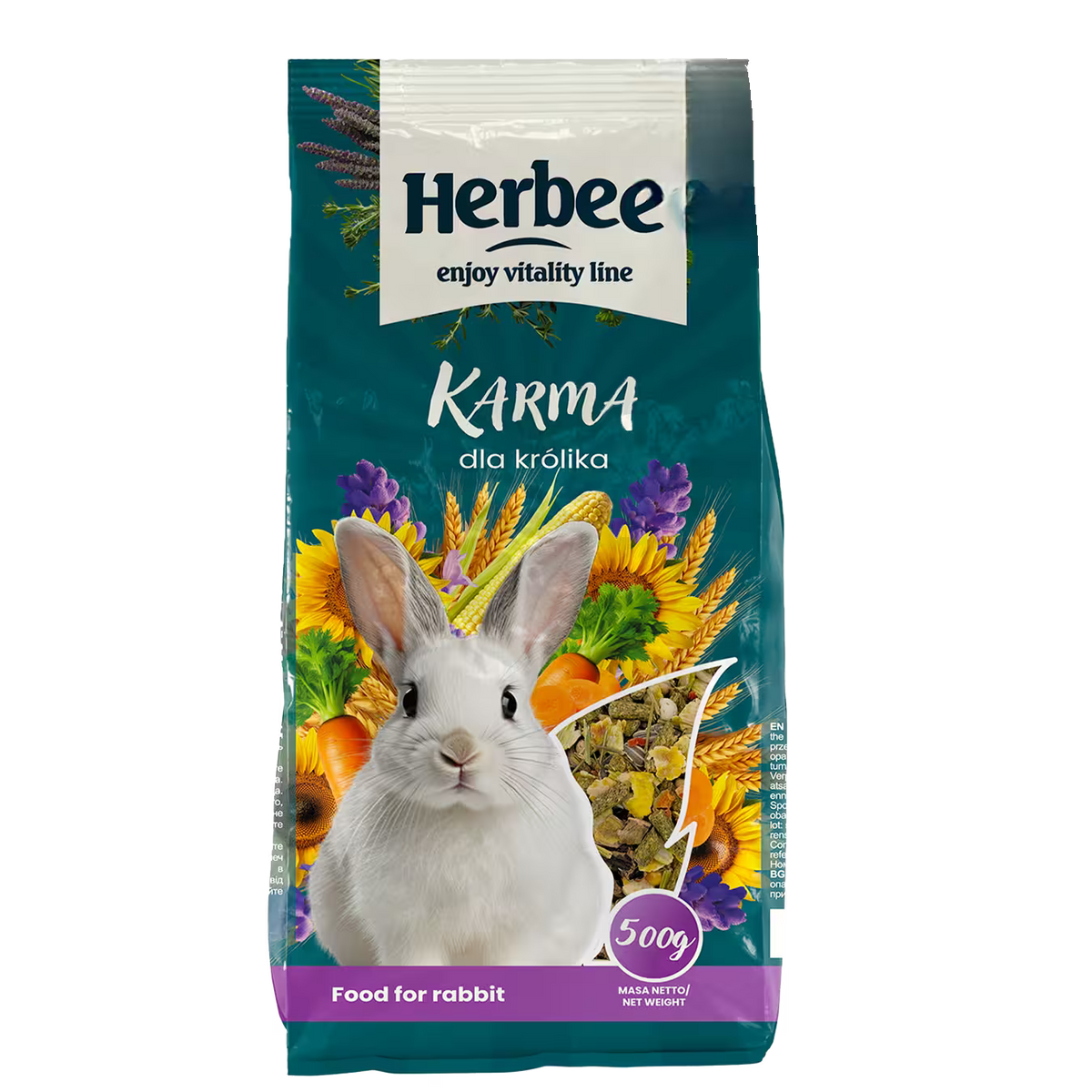 HERBEE kompletna hrana za kuniće, 500 g, bogata vlaknima