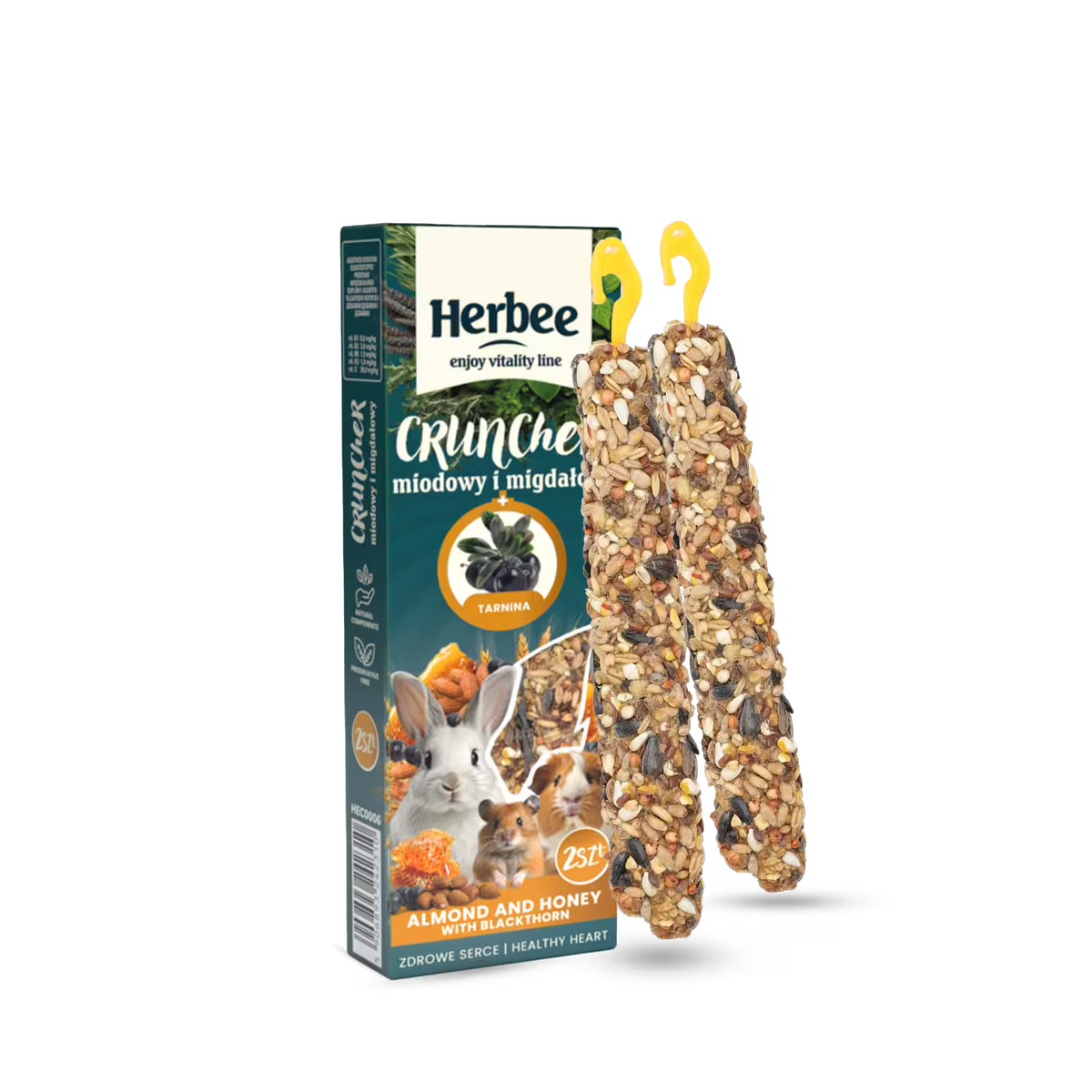 HERBEE poslastice za glodare i kuniće 2u1 sa medom i bademom, 115 g