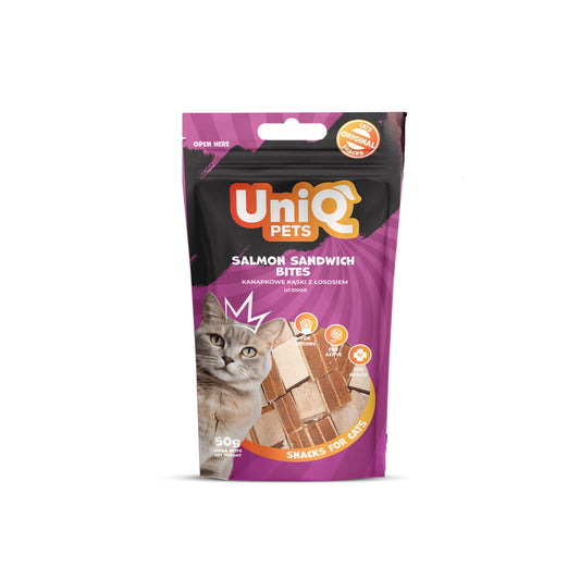 UniQ poslastice za mačke, 50g, sendviči od lososa