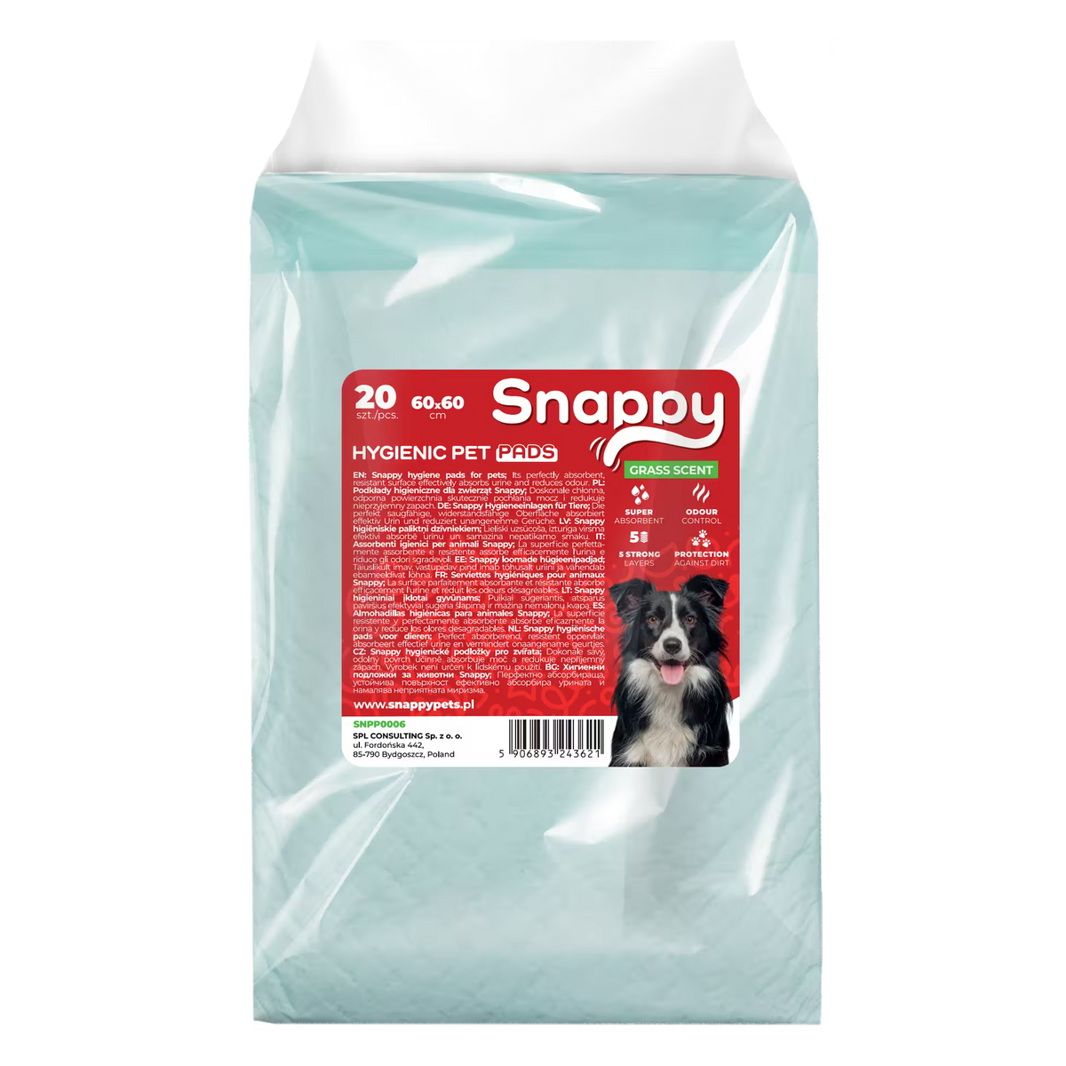 SNAPPY higijenske podloge za pse sa mirisom zelene trave, 60 x 60 cm, 26 g