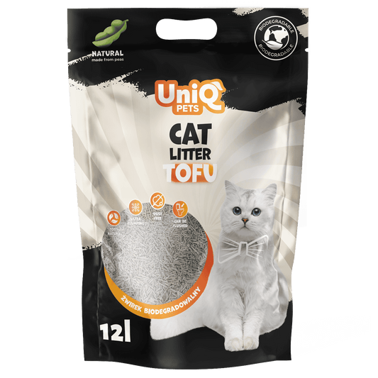 UniQ Tofu biorazgradivi posip za mačke, 5kg / 12L, prirodan