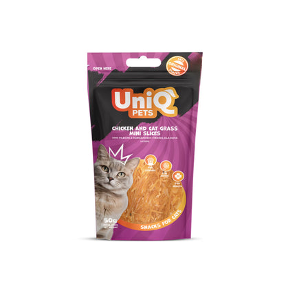 UniQ trakice od piletine i mačje trave za mačke, 50 g, protiv dlakavih kuglica