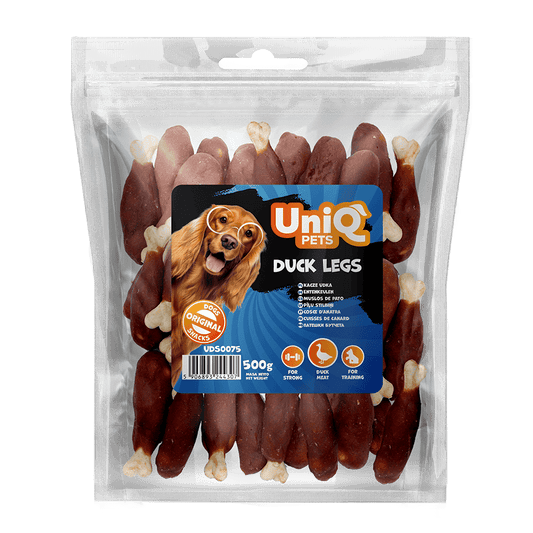 UniQ poslastice za psa, 500 g, patkine noge