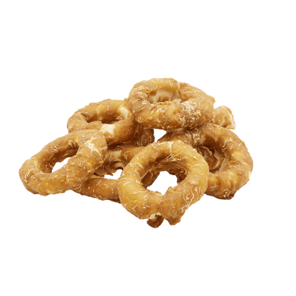 UniQ poslastice za psa, 500 g, pileća sirova koža omotana u prsten, (10cm)