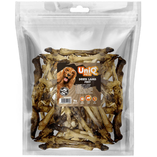 UniQ poslastice za psa, 1 kg, sušene jagnjeće noge