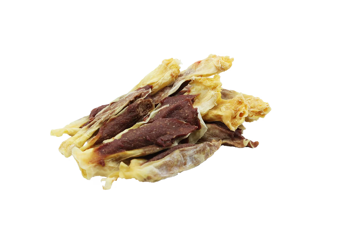 UniQ zečje uši sa govedinom za pse, pakovanje 500 g, hrskava dentalna poslastica