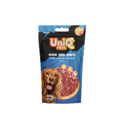 UniQ poslastice za pse, 80g, čips od pačetine i bakalara