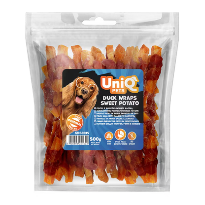 UniQ poslastice za psa, 500 g, rolnice od pačetine sa batatom