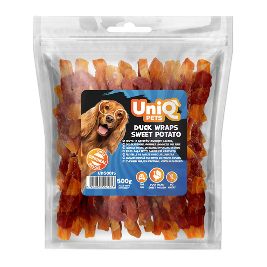 UniQ poslastice za psa, 500 g, rolnice od pačetine sa batatom