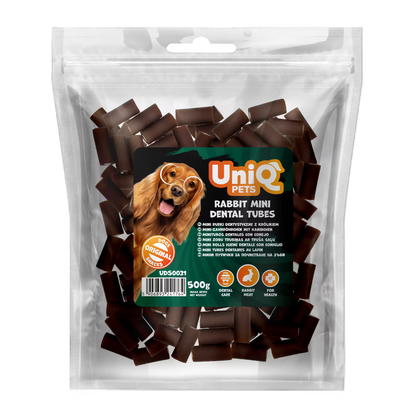UniQ poslastice za pse, 500g, mini dentalne cevi od zečetine
