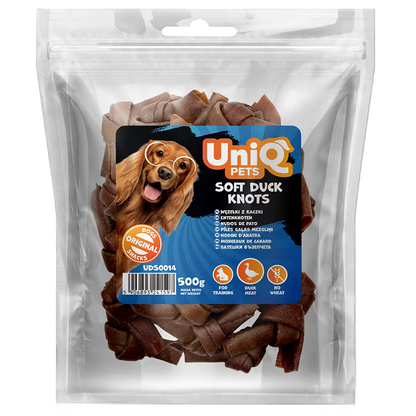 UniQ poslastice za pse, 500g, čvorovi od pačetine