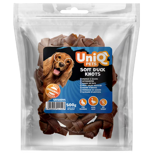 UniQ poslastice za pse, 500g, čvorovi od pačetine