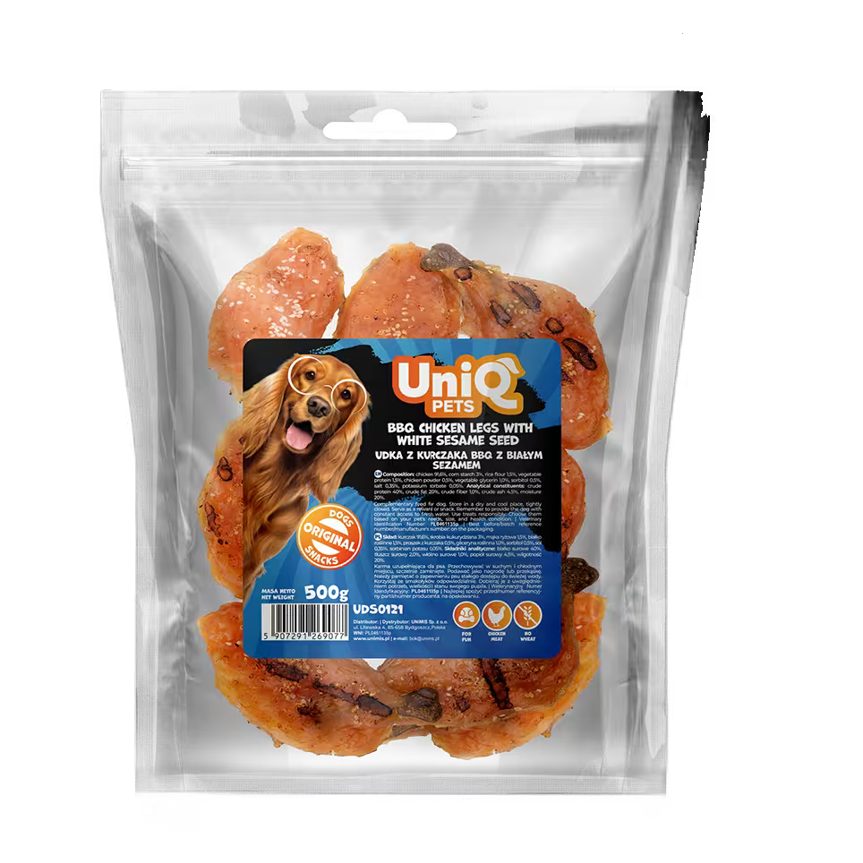 UniQ poslastice za pse, 500g, dimljeni pileći batak sa susamom