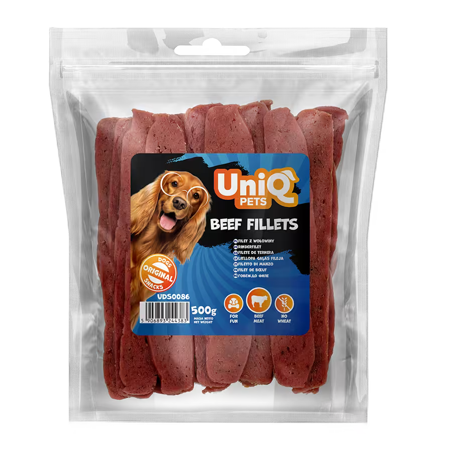 UniQ poslastice za psa, 500g, fileti od govedine