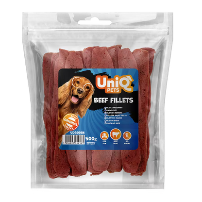UniQ poslastice za psa, 500g, fileti od govedine