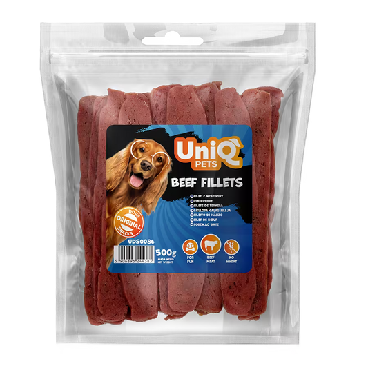 UniQ poslastice za psa, 500g, fileti od govedine