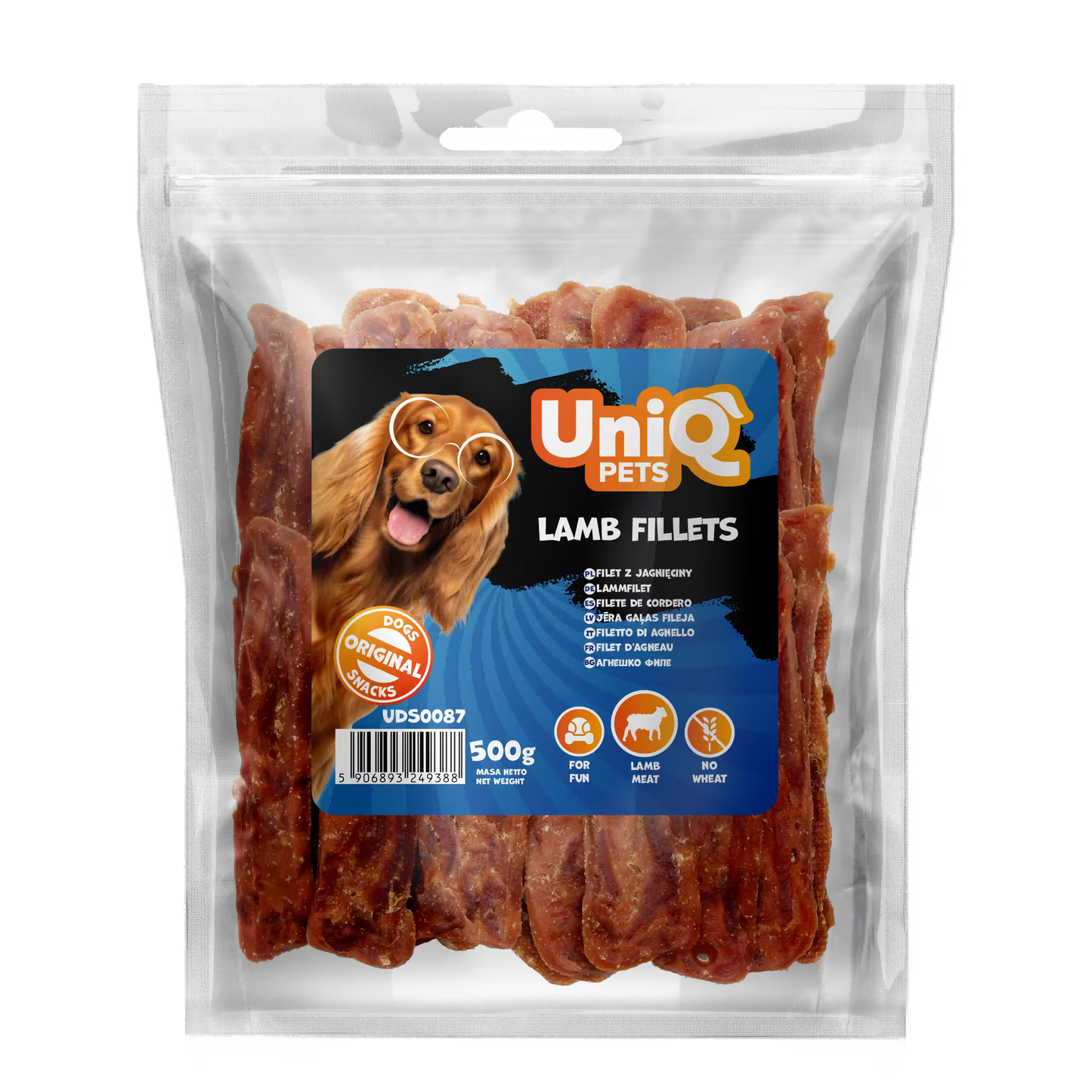 UniQ poslastice za pse, 500g, fileti od jagnjetine