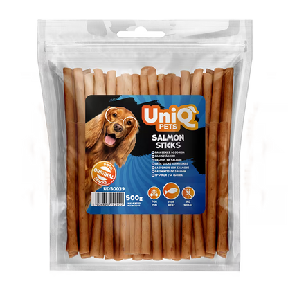 UniQ poslastice za pse, 500g, štapići od lososa