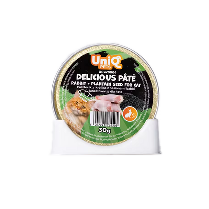 UniQ vlažna hrana za mačke, 30g×8kom, pašteta sa zečetinom i semenom bokvice