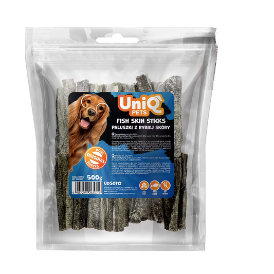 UniQ poslastice za pse, 500g, štapići od riblje kože