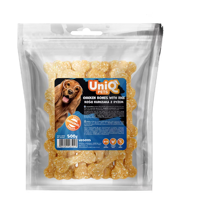 UniQ poslastice za pse, 500g, kosti od piletine sa pirinčem