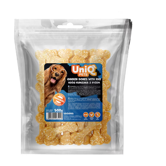 UniQ poslastice za pse, 500g, kosti od piletine sa pirinčem