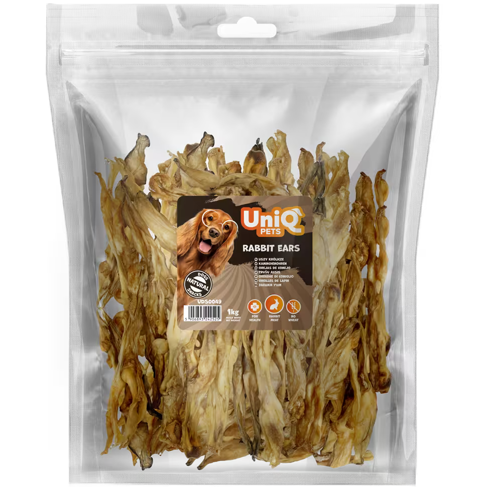 UniQ poslastice za psa, 1kg, zečje uši