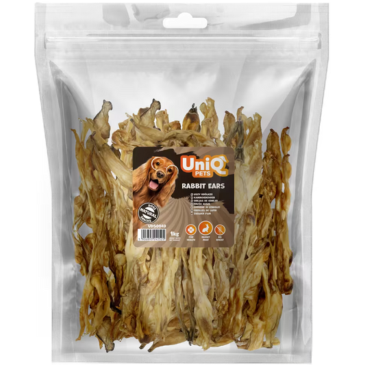 UniQ poslastice za psa, 1kg, zečje uši