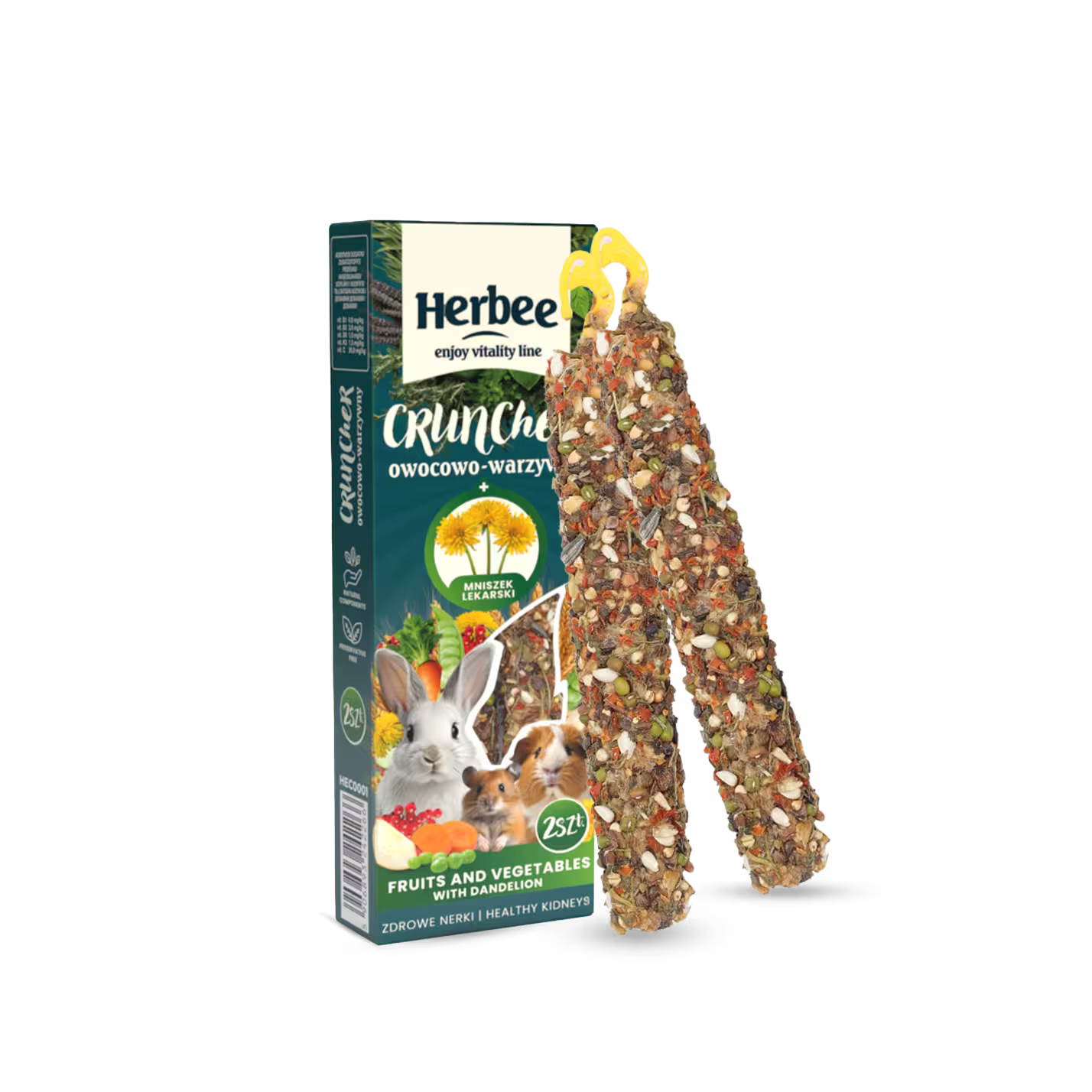 HERBEE poslastice za glodare i kuniće, 115g, voćne-povrće mešavina i maslačak