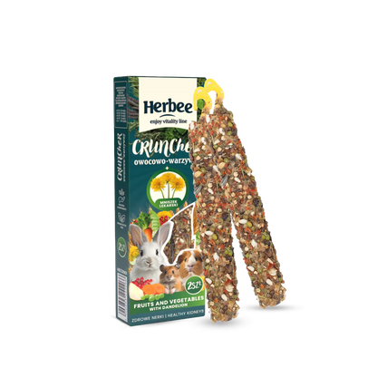 HERBEE poslastice za glodare i kuniće, 115g, voćne-povrće mešavina i maslačak