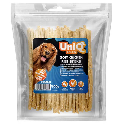 UniQ poslastice za pse, 500g, štapići od piletine i pirinča