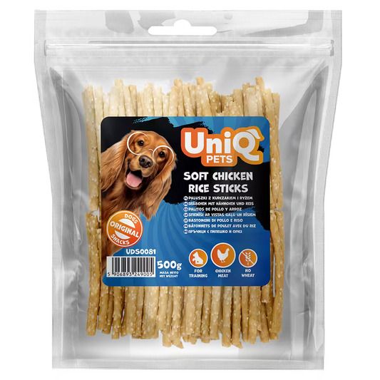 UniQ poslastice za pse, 500g, štapići od piletine i pirinča