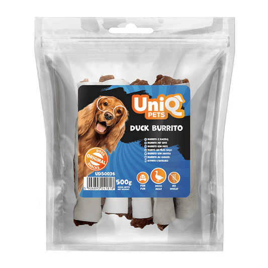UniQ poslastice za psa, 500 g, burito od pačetine