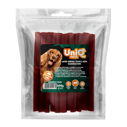 UniQ poslastice za psa, 500 g, dentalni štapići od jagnjetine sa glukozaminom (15cm)