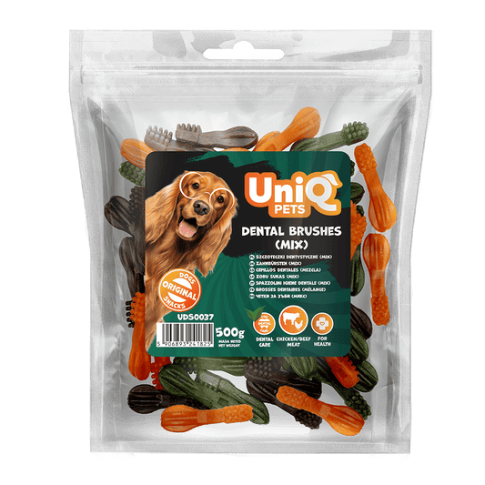 UniQ poslastice za psa, 500 g, dentalne četkice (mešavina)