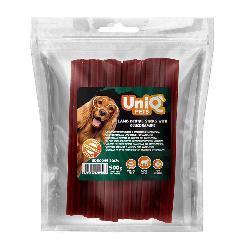 UniQ poslastice za psa, 500 g, dentalni štapići od jagnjetine sa glukozaminom (20cm)