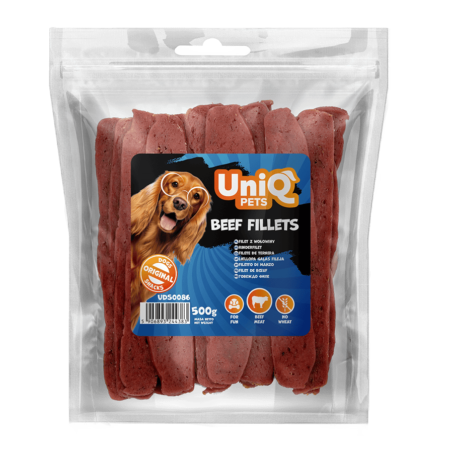 UniQ poslastice za psa, 500 g, fileti od govedine