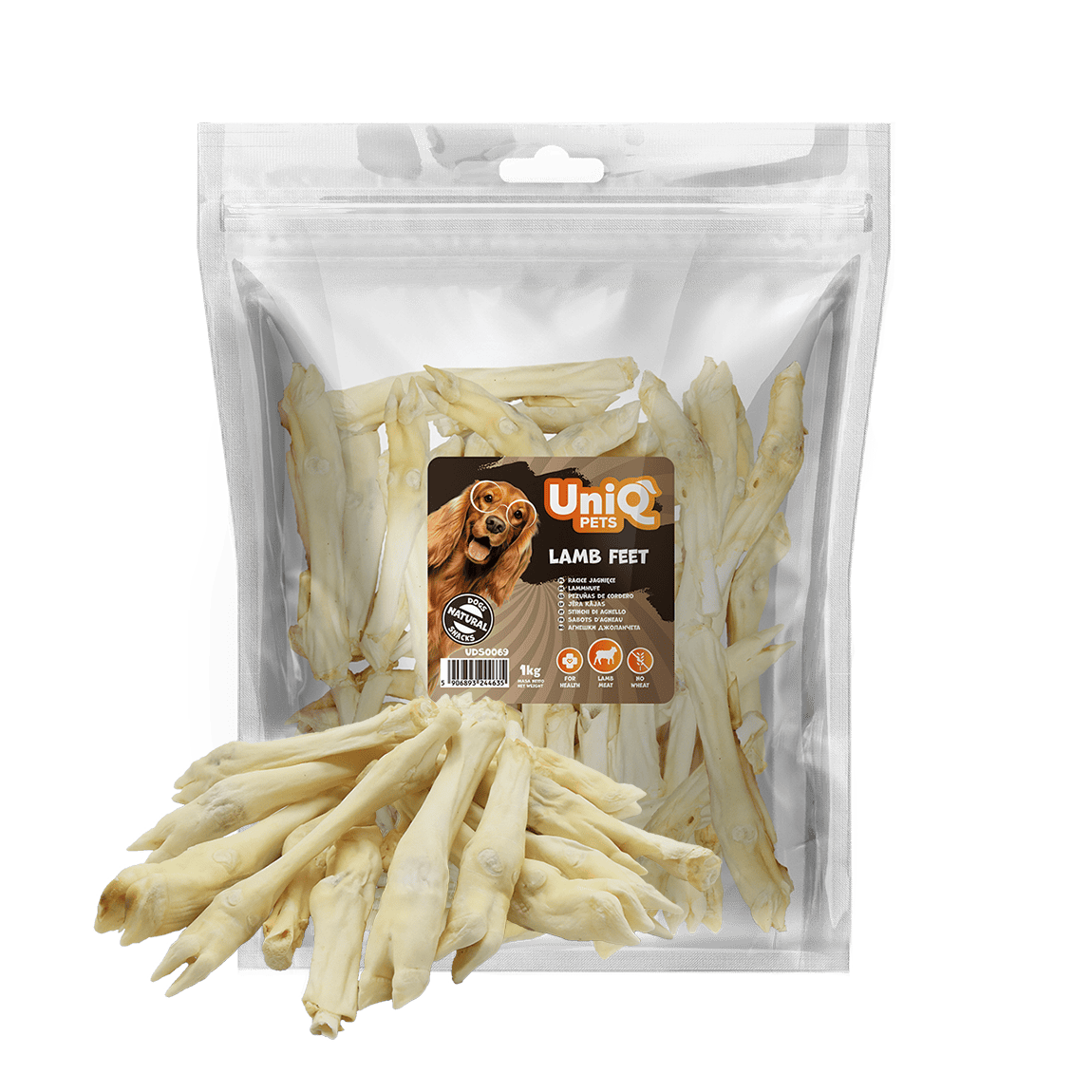UniQ poslastice za psa, 1kg, jagnjeće noge