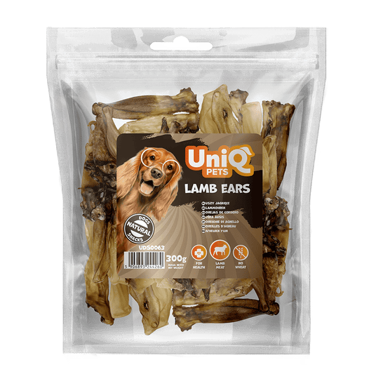 UniQ poslastice za psa, 300 g, jagnjeće uši