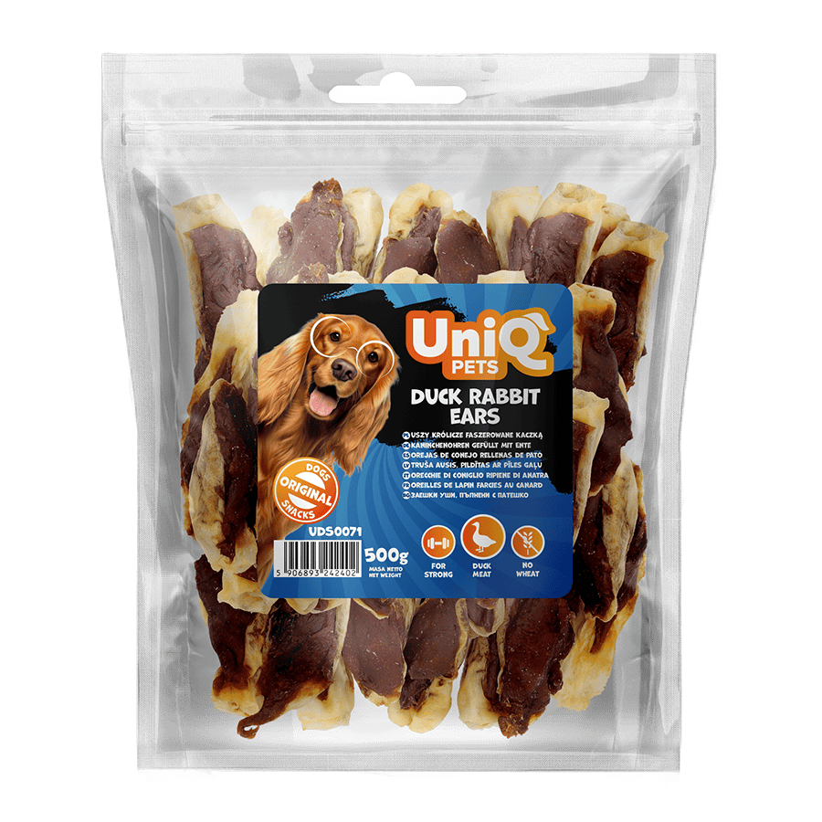 UniQ poslastice za psa, 500 g, patkine i zečje uši