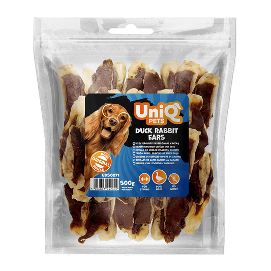 UniQ poslastice za psa, 500 g, patkine i zečje uši