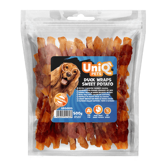UniQ poslastice za psa, 500 g, rolnice od pačetine sa batatom