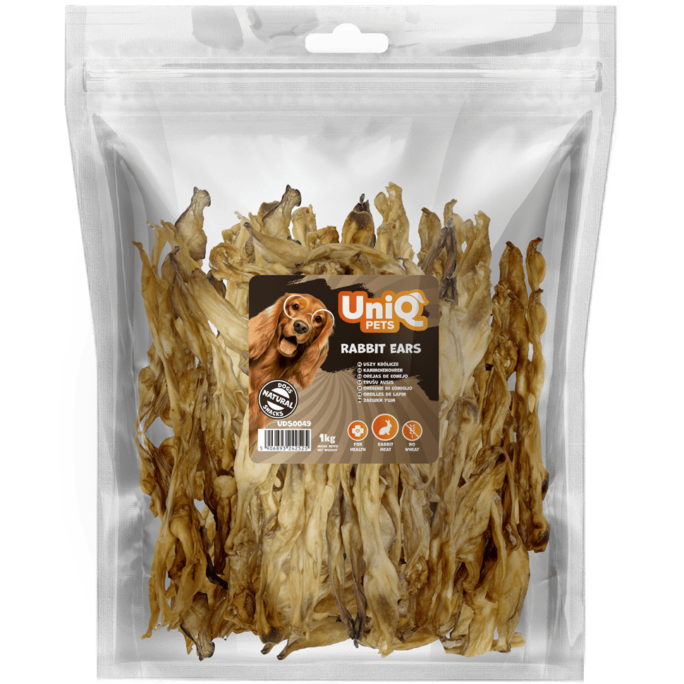 UniQ poslastice za psa, 1 kg, zečje uši
