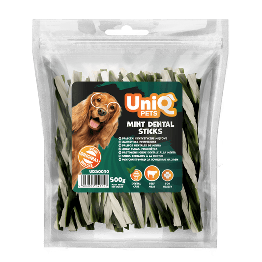 UniQ poslastice za pse, 500g, dentalni štapići (menta)
