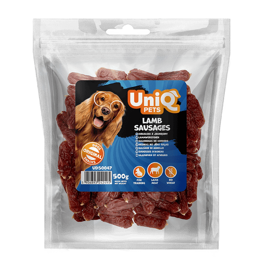 UniQ poslastice za pse, 500g, kobasice od jagnjetine