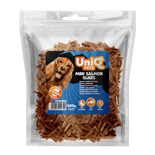 UniQ poslastice za pse, 500g, komadići lososa